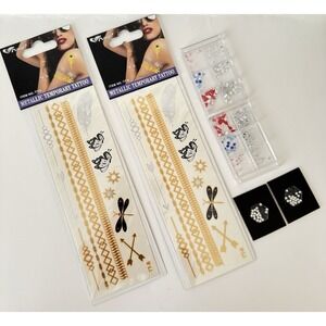 Boho Festival Metallic Tattoos & Y2K Body Gems Lot Gold Silver Sealed Set